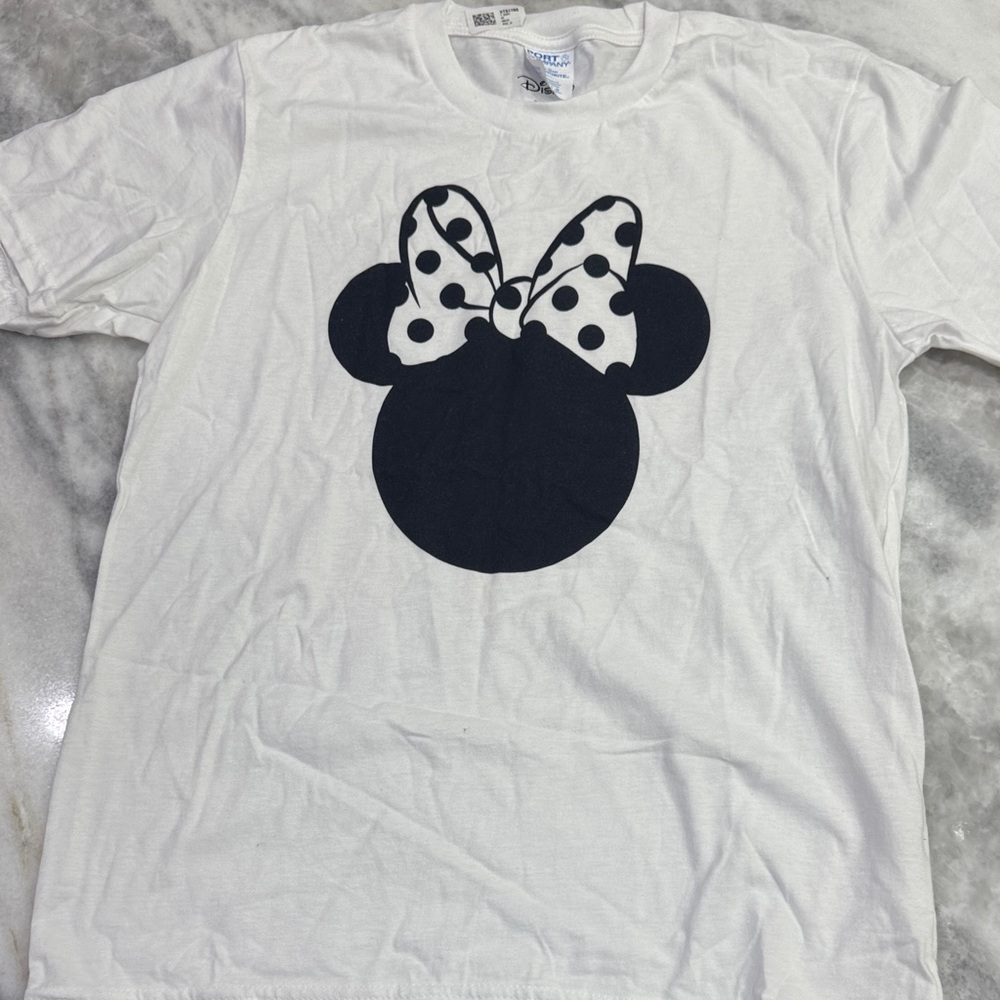 Port and Company White Tee with Black Minnie Graphic size large youth